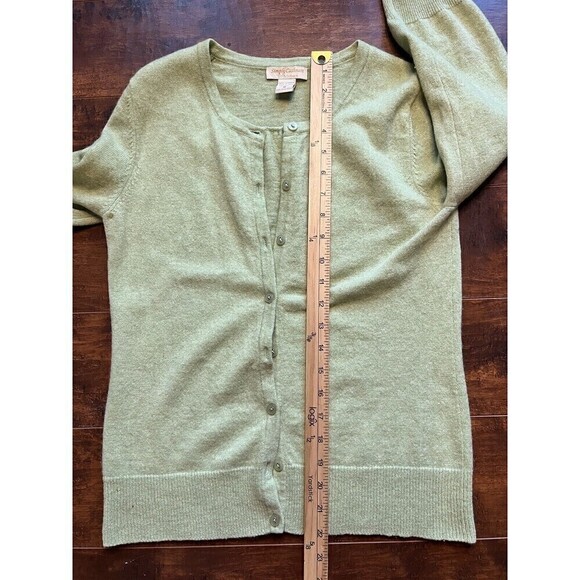 Simply Cashmere Green 100% Cashmere Sweater Casrdigsn button Down Size M - Picture 6 of 7